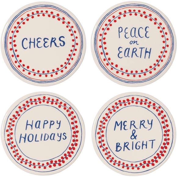 Molly Hatch Holiday Flourish Ceramic Drink Coasters CR Gibson - Picture 1 of 4